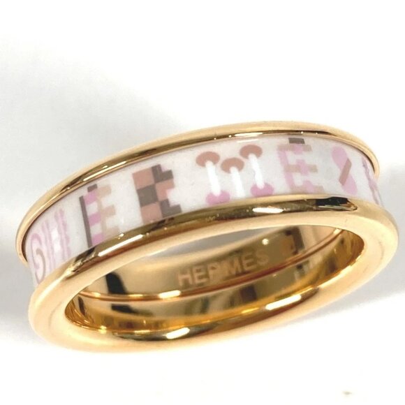 HERMES Hermès Bricol PM Ring Accessories Ring Metal Aurora Pink x White/Gold